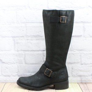 Timberland Black Leather Pull On Buckled Side Zip Boots Size 7.5 Medium